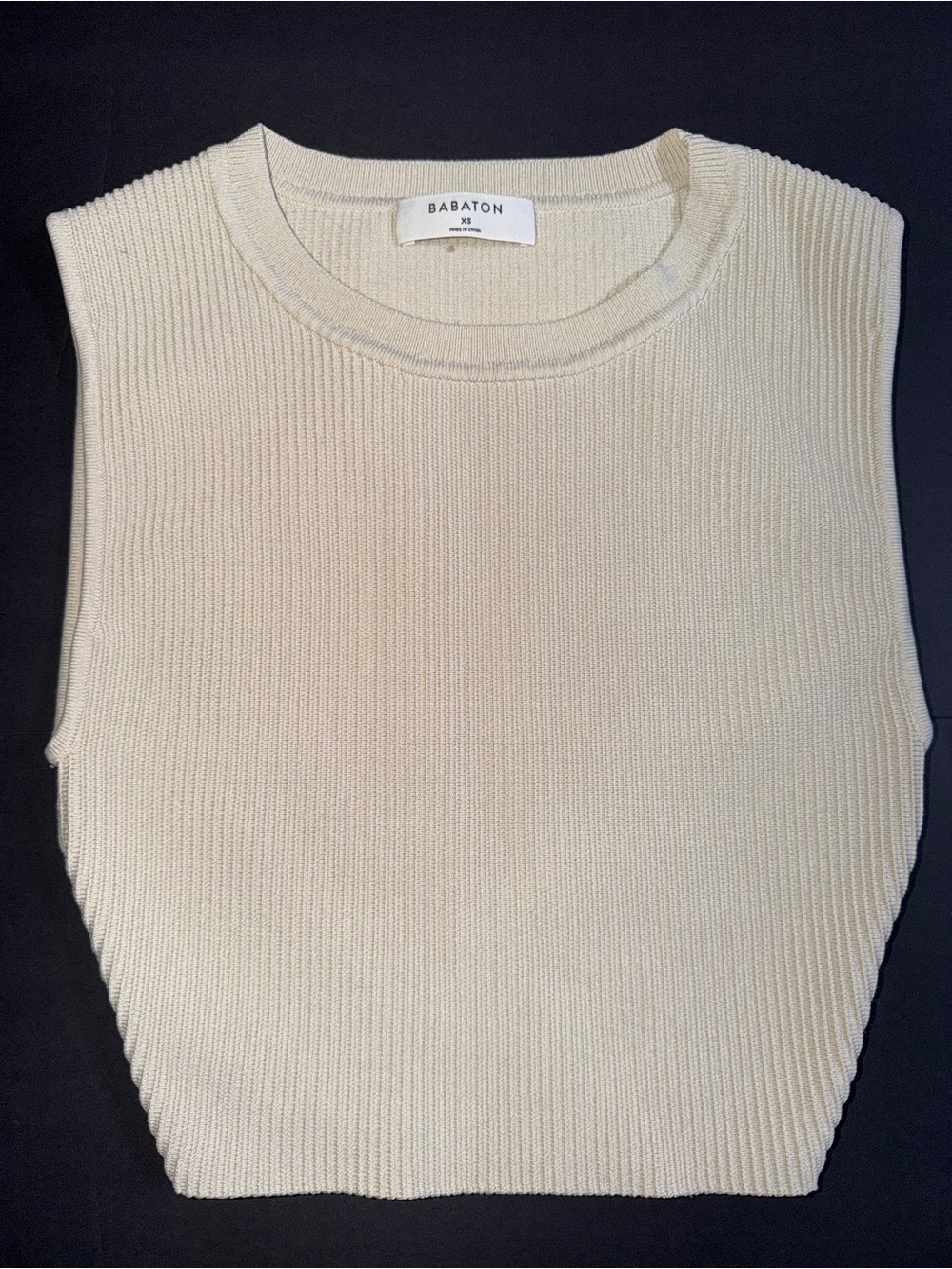 Babaton Neutral Cream Ribbed Crewneck Tank